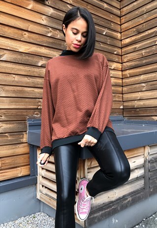 VINTAGE BROWN POLKA DOT SWEATSHIRT