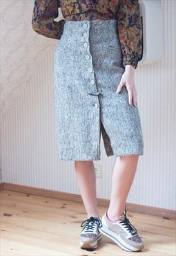 Brown and grey woven vintage pencil skirt
