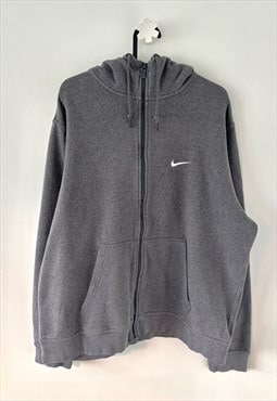 Vintage Nike Y2K grey full zip cotton hoodie XL 