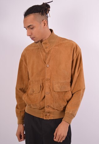 VINTAGE SUEDE BOMBER JACKET BROWN
