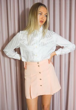 Vintage pink pleated mini skirt (XS-S)
