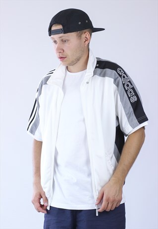 VINTAGE MENS ADIDAS SHORT SLEEVE TRACK TOP JACKET