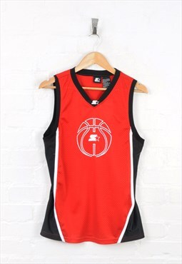 Vintage Starter Basketball Jersey Red Small