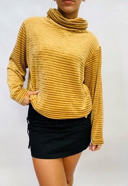 Vintage Size L Velvet Stipe Sweatshirt In Gold