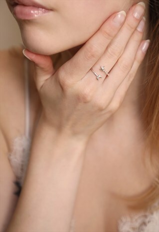 MOON AND STAR ADJUSTABLE RING STERLING SILVER