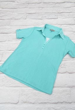 Back To School y2k Preppy Aqua Polo Shirt Short Sleeve