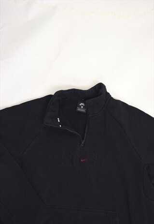 VINTAGE 90S NIKE SB BLACK 3/4 ZIP SWEATSHIRT