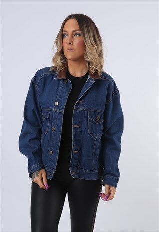 DENIM JACKET OVERSIZED FITTED VINTAGE UK 14 - 16 (DKEO)