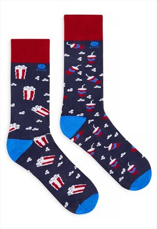 ODD SOCKS NOVELTY FUNKY WITH POPCORN FOR CINEMA MOVIE FAN
