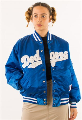 VINTAGE 90S LOS ANGELES DODGERS NBL TEAM VARSITY NYLON JACKE