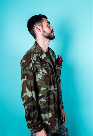 VINTAGE 1990S ARMY JACKET IN GREEN CAMO