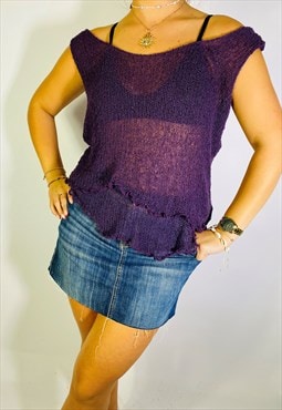 Vintage Size S Y2K Mesh Top In Purple