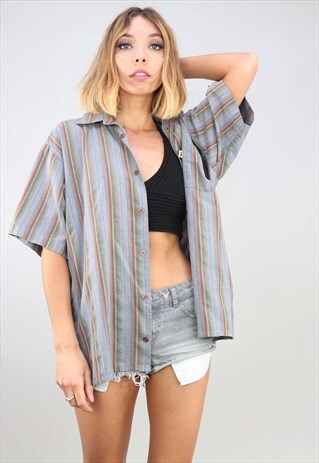 VINTAGE OVERSIZED SHORT SLEEVE PATTERNED SHIRT