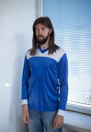 VINTAGE 90'S BRIGHT BLUE FOOTBALL TOP