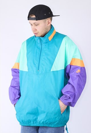 VINTAGE MENS NIKE WINDBREAKER HALF ZIP ANORAK JACKET