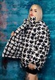 PUZZLE BOMBER JACKET HANDMADE REVERSIBLE GAME PUFFER WHITE