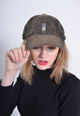 VINTAGE ADIDAS CORDUROY CORD BASEBALL CAP HAT BROWN