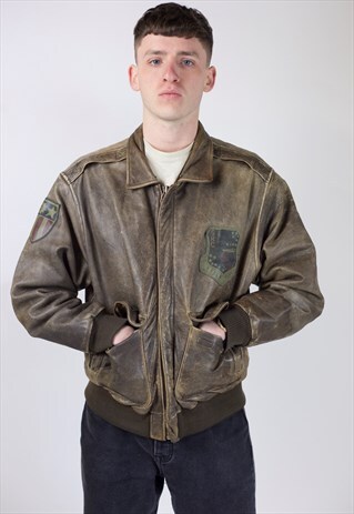 VINTAGE BROWN LEATHER BIKER JACKET