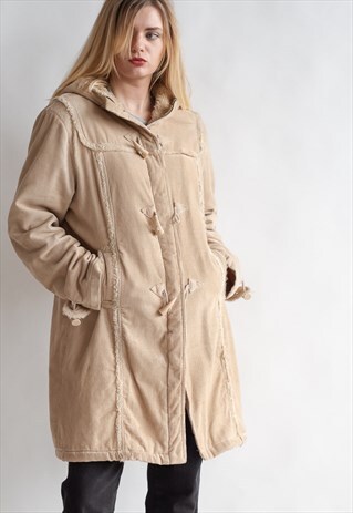 VINTAGE 70S BOHO CORDUROY COAT WITH HOOD