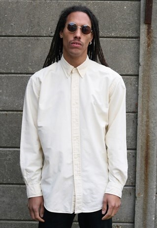 VINTAGE 90'S RALPH LAUREN YELLOW YARMOUTH COTTON SHIRT