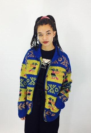 GORGEOUS COLOURFUL FESTIVAL BOHO KNITTED CARDIGAN