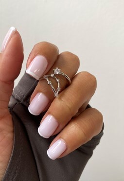 adjustable silver capricorn star sign constellation ring