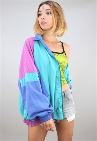 VINTAGE 80S 90S OVERSIZED FESTIVAL SHELL WINDBREAKER JACKET