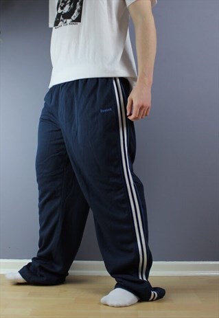 VINTAGE REEBOK JOGGERS IN NAVY/WHITE EMBROIDERED LOGO