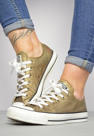 VINTAGE 90S CONVERSE METALLIC GOLD LEATHER OX SHOES GRUNGE