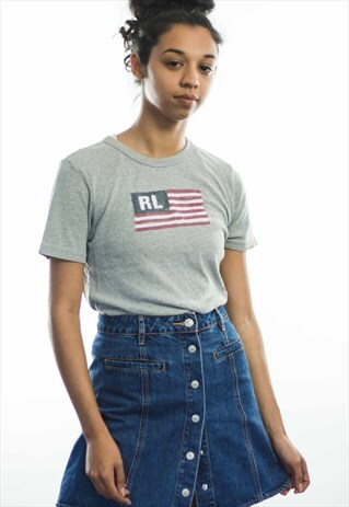VINTAGE POLO RALPH LAUREN LOGO T-SHIRT 90S L 4.3