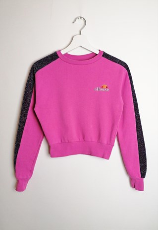 Y2K ELLESSE Crop Sweatshirt Glitter Sleeves Crop Top