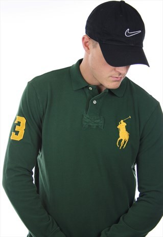 VINTAGE RALPH LAUREN SMALL LOGO LONG SLEEVE POLO SHIRT TOP