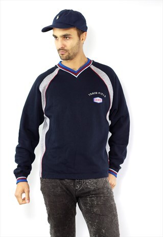 BLUE ASICS SWEAT SHIRT VINTAGE ASICS JUMPER 90S