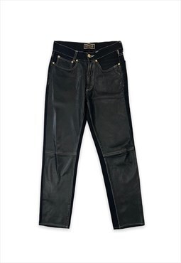 Womens Vintage Versace jeans black leather trousers