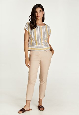BEIGE DENIM STYLE COTTON PANTS
