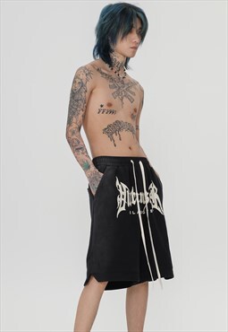 Tie-dye boarding shorts premium gradient skater pants black