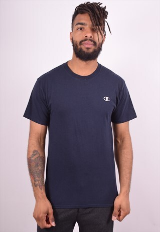 CHAMPION MENS VINTAGE T-SHIRT TOP LARGE NAVY BLUE 90S