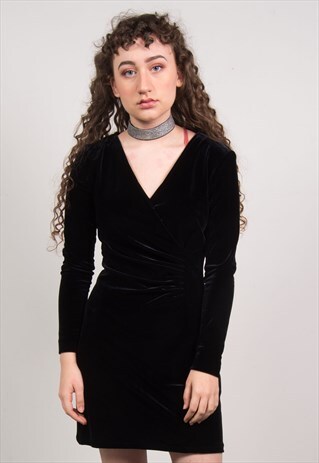 VINTAGE 90'S BLACK VELVET MINI DRESS