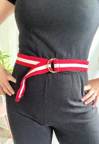 VINTAGE RETRO RED & WHITE STRIPED 90'S BELT