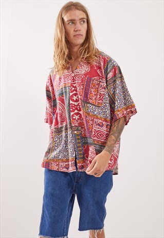 VINTAGE PATTERNED FESTIVAL SHORT SLEEVE SHIRT