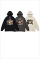 CARTOON HOODIE RAPPER PULLOVER GRUNGE ANIME JUMPER IN BLACK