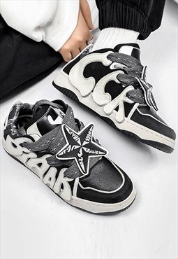 Letter patch sneakers skater shoes chunky sole trainers 