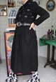 REVIVAL 90S BLACK CORDUROY FLORAL EMBROIDERY MAXI GOWN DRESS