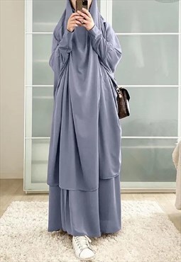 Modest Jilbab 2 Piece Co Ord Set (Grey)