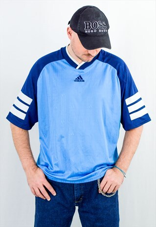 Adidas vintage 90s jersey in blue shirt athletic top