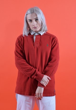 RED RALPH LAUREN EMBROIDERED RUGBY SHIRT