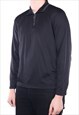 STARTER - BLACK EMBROIDERED QUARTER ZIP SWEATSHIRT - LARGE