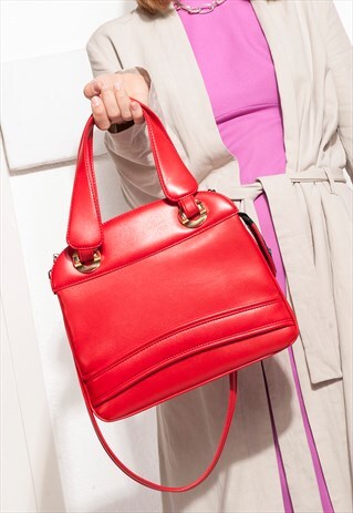 FAUX LEATHER BAG 80S VINTAGE RED SHOULDER BAG