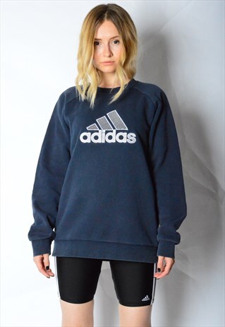 FADED NAVY BLUE EMBROIDERED ADIDAS SWEATSHIRT