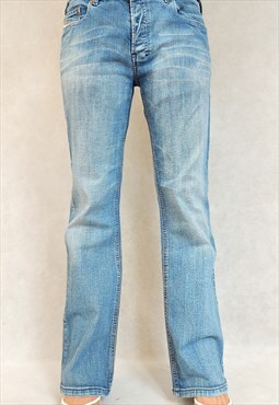 Vintage Y2K Blue Low Rise Diesel Jeans, Large Size